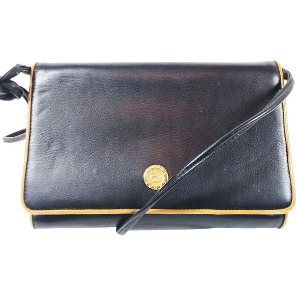 751216BX (L2) Authentic Celine Shoulder Bag Black Leather Luxury Vintage Designe - Picture 1 of 9
